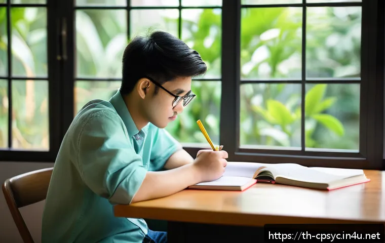 임상심리사 시험 최종 점검 체크리스트 - A focused study scene in a quiet Thai library with natural daylight streaming through large windows,...