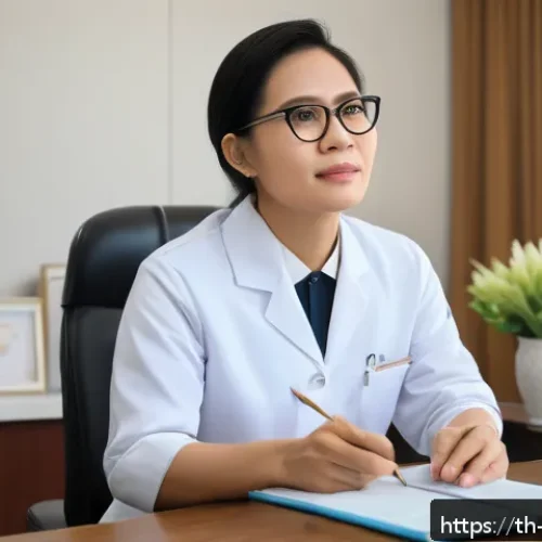 Home 30 임상심리사 진로 계획의 중요성 - A professional clinical psychologist in a modern Thai hospital setting, wearing formal attire and ey...